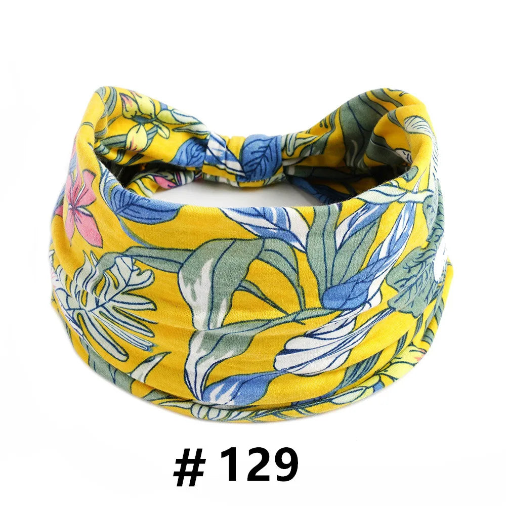 Boho Headbands for Women Cotton Wide Head Bands Stretch Hairband Non Slip Workout Yoga Running Turban Headwrap Hair Accessories