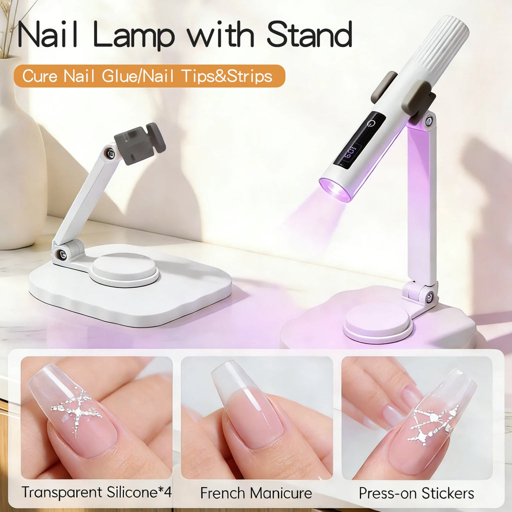 Mini UV Light Cure Nails Lamp with Stand Handheld UV Light with Display for Gel Nail Rechargeable USB Nail Dryer for Fast Curing
