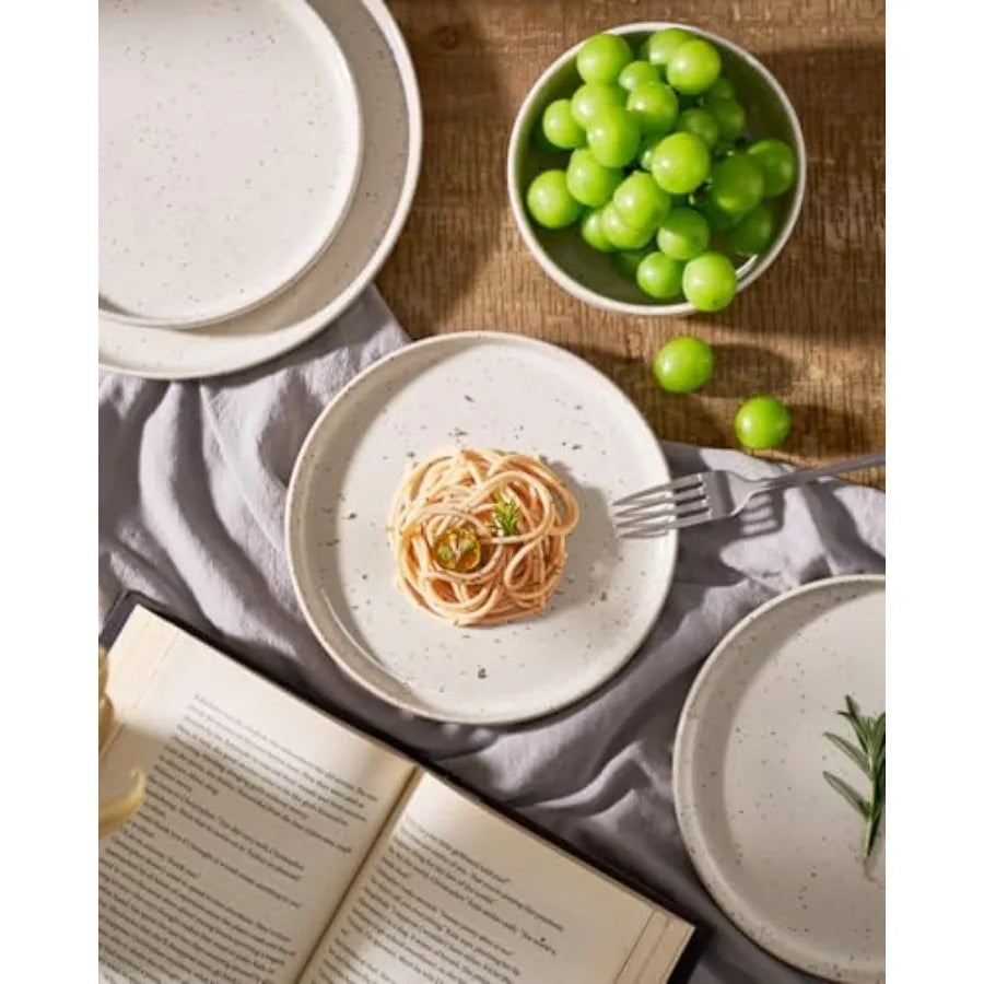 Meteor Plates and Bowls Sets, 18-Piece Stoneware Dinnerware Sets, Dishes Set for 6, Microwave and Dishwasher Safe Tableware