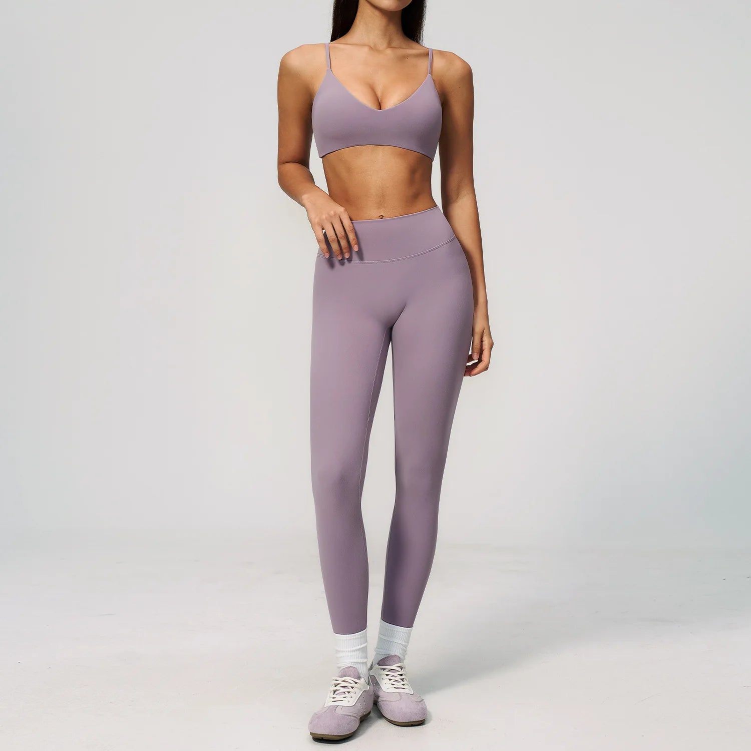 2PCS Yoga Suit Women's Tracksuits Gym Clothes Running Workout Outfits Sports Bra Middle Pants Athletic Wear Female Yoga Clothing