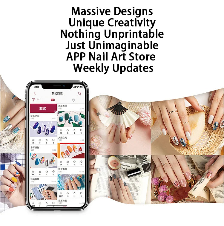 Nail Art Printer Portable 3D Nail Painting Machine, Massive Design, Mobile App Control DIY Nail Printer, Suitable for Family SA
