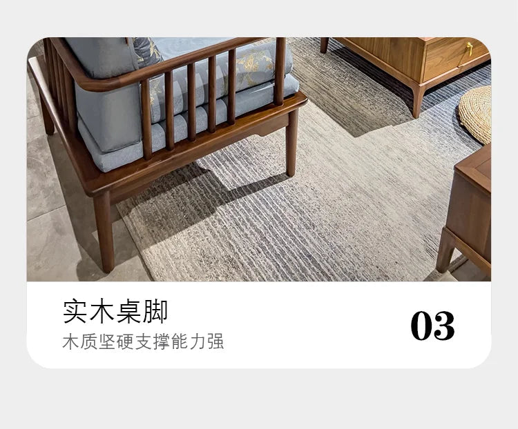 Fabric sofa living room modern simple solid wood new Chinese model room 123 combination  FT