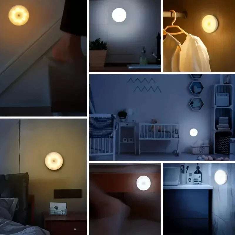 1PC Wireless LED Motion Sensor Night Light for Bedroom Staircase Closet - Energy-Saving Automatic Detector Lamp for Room Decor