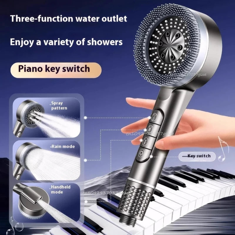 Shower Head 4 Modes Water Saving Adjustable High Pressure Shower Handheld Spray Hangable Multifunctional Bathroom Accessories