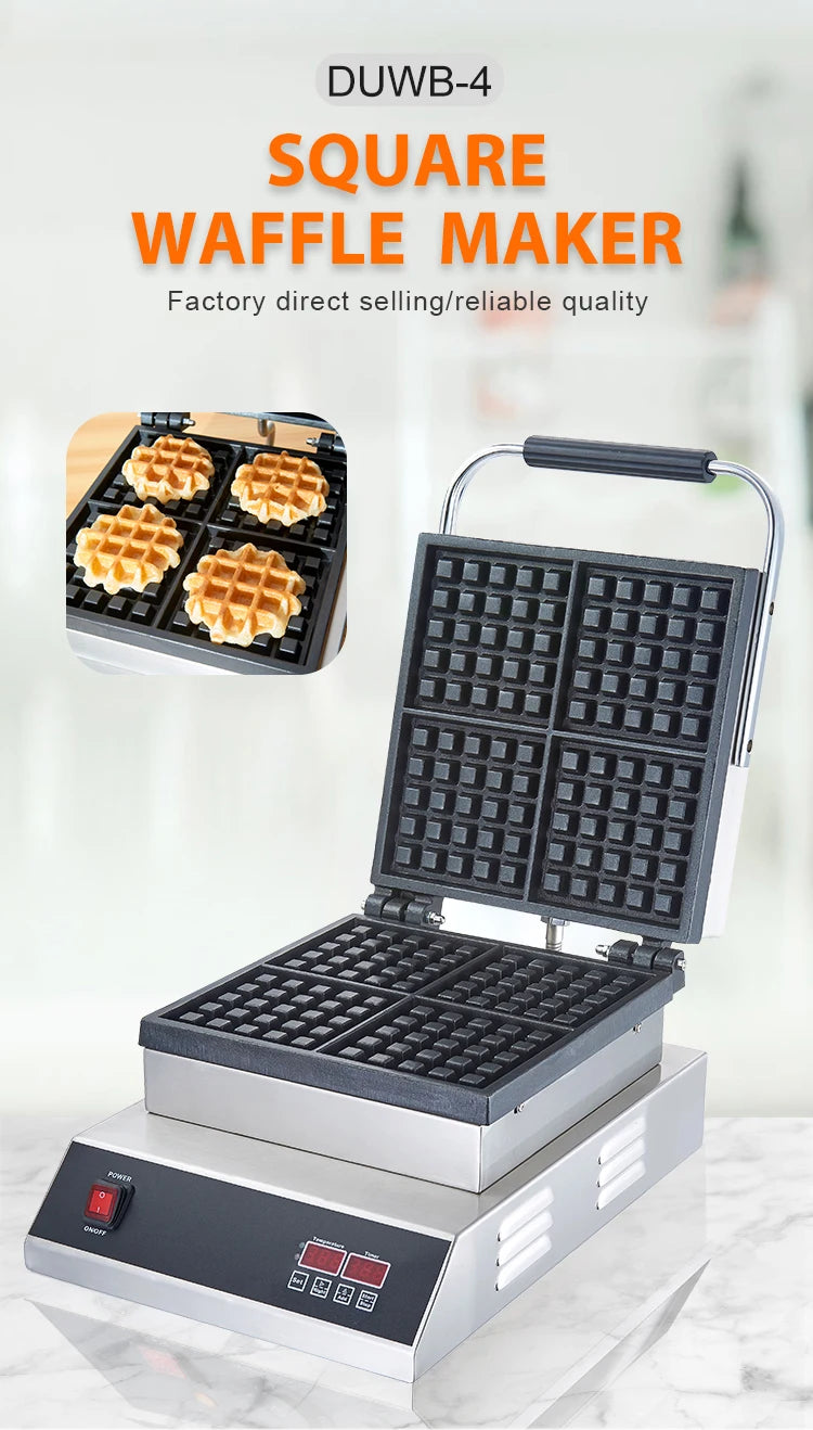 Croffle Maker Commercial Honeycomb Shape Waffle Making Machine Electric 4 Slice Square Waffle Maker