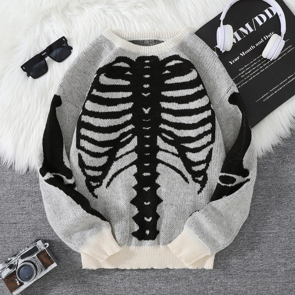 New Popular Autumn and Winter Backbone Jacquard Pattern Pullover Sweater Casual Round Neck Knitted Men's Pullover