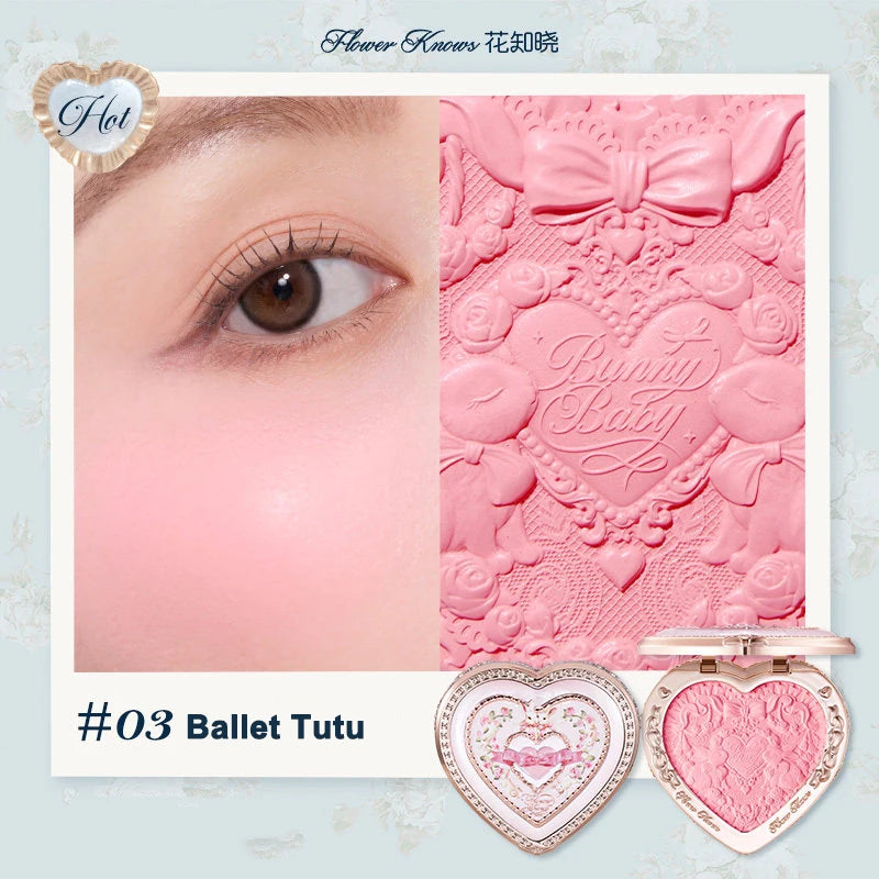 Flower Knows Bunny Garden Embossed Blush Soft Matte Long Lasting Natural Glow Waterproof Buildable Cheek Powder Vegan Makeup