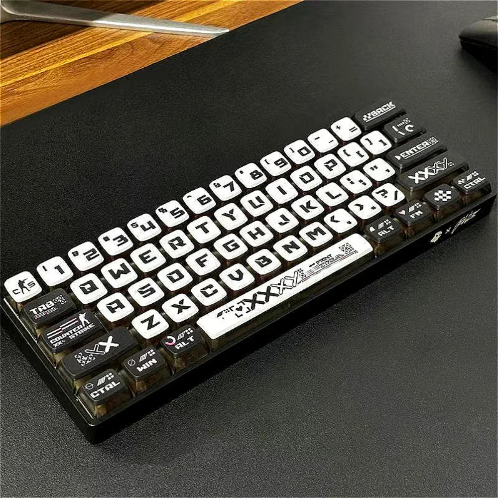 CSGO Print Set Four Side Transparent SAX Pudding Key Cap PC 125 Key for 60/64/84/98/108 Mechanical Keyboard