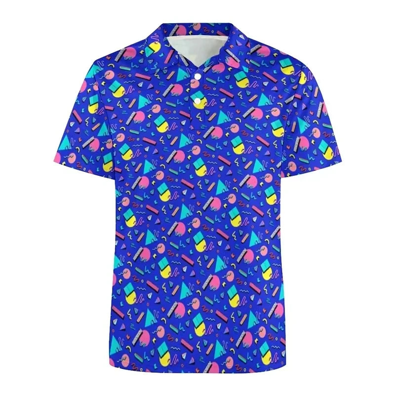 3D Printed Colorful Music Hawaiian Shirts For Men Cool 80s Patterns Blouse Summer Vacation Short Sleeves Tops Loose Shirts