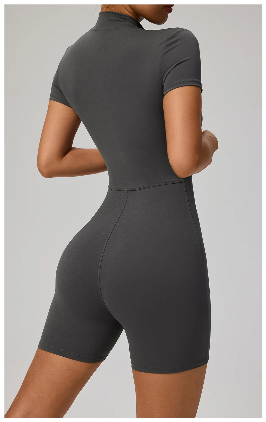 SOISOU Zipper Jumpsuit Women Short Sleeves Clothing Sportswear Woman Gym Yoga Sport Sets Nylon Workout Sets Women Tracksuit