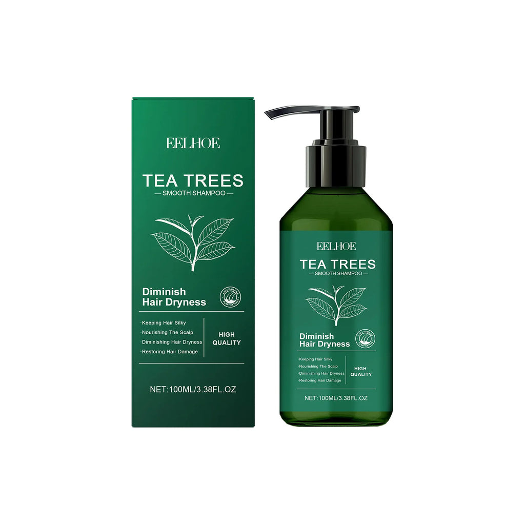 EELHOE Tea Trees Smooth Shampoo Deep Nourishing Anti Dryness Reduce Split Ends Oil Control Refreshing Mild Natural Shampoo 100ml