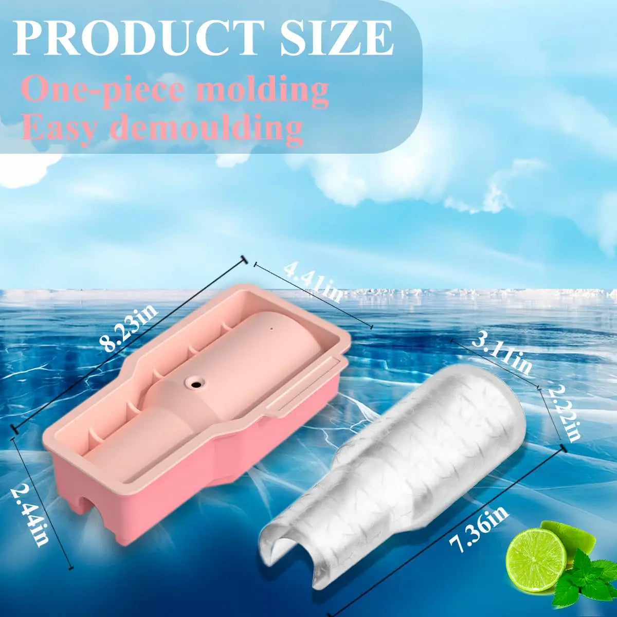 Tumbler Ice Mold for Stanley Cup 30-40 oz - Silicone Cylinder Ice Mold with Lid, Easy Fill and Release Ice Maker for Ice Drink