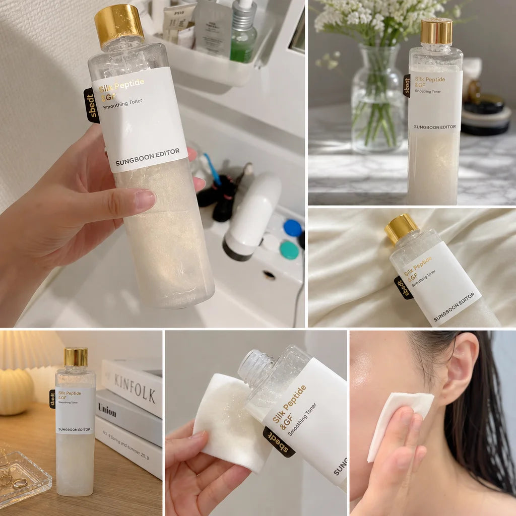 Silk Peptide EGF Smoothing Toner Facial Intensive Gold Pearl Ceramide Capsules Lock‑in Moisture Hydrating Essence Basic Skincare