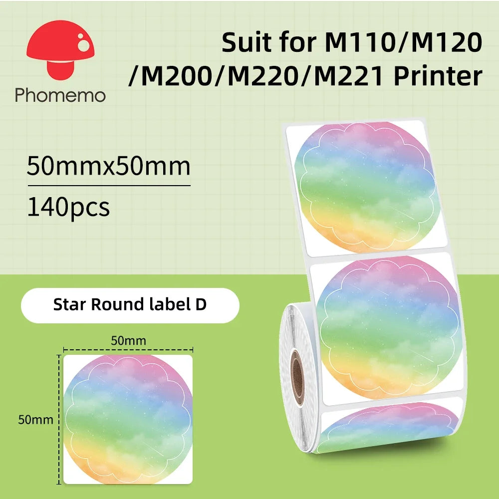 Label Sticker for Phomemo M110 M220 M221 M120 Mini Portable Printer 20-50mm Thermal Label Printer Stickers Pocket Labeling Maker