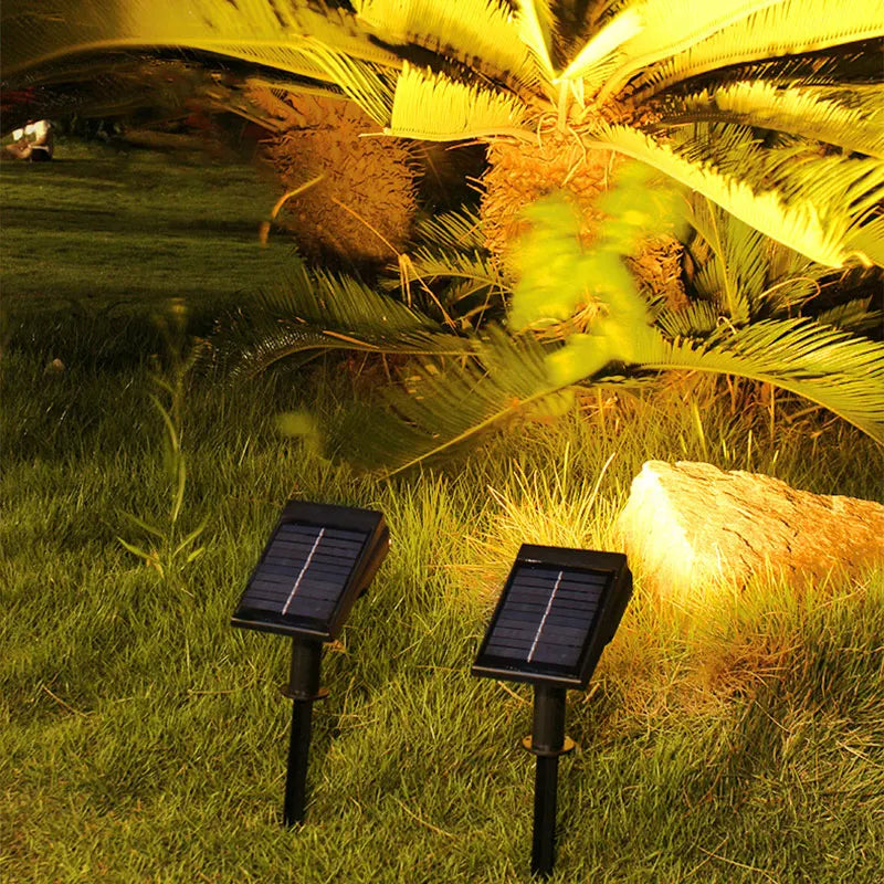 Solar Spotlights with Ground/Wall Mount, Auto ON/OFF LED Landscape Lighting for Garden Lawn Trees