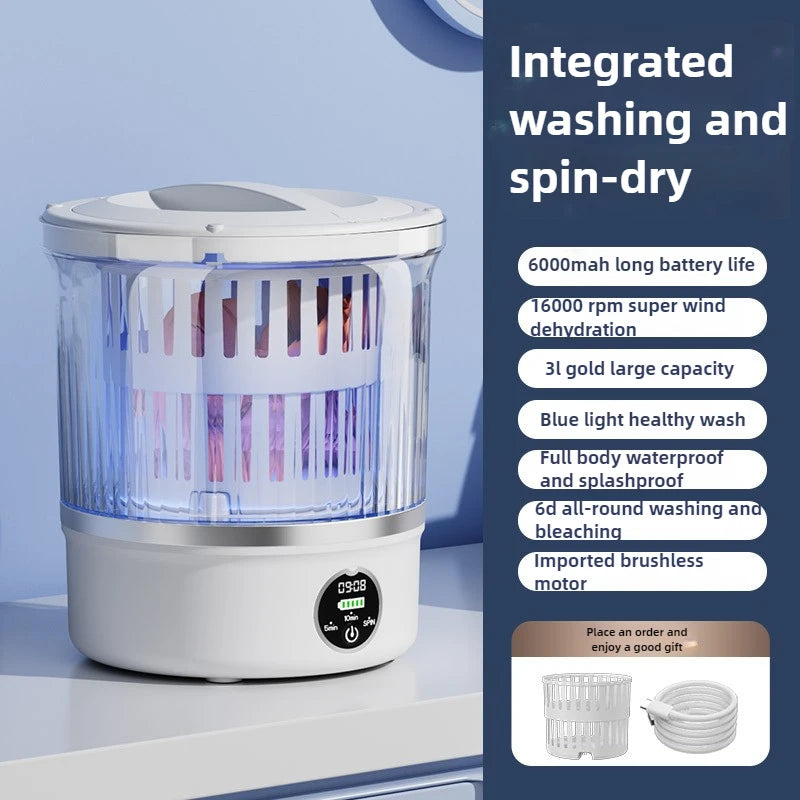 3L Mini Washing Machine Portable Home Clothes Socks Underwear Cleaning Washing Machine Travel Washing Machine with Spin Drying