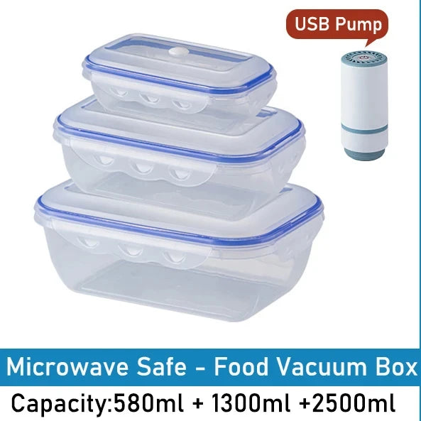 1/3PCS Vacuum Food Storage Box Storage Container Fridge Organizer Microwave Safe Fresh-Keeping Sealing Box Food Dispenser