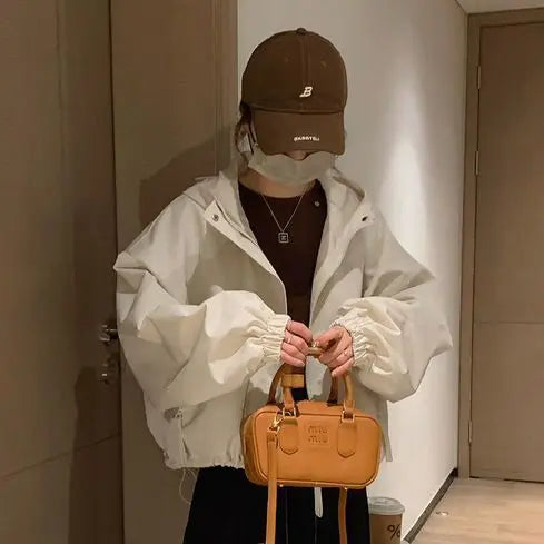 Hooded Jacket for Women in Spring and Autumn New Short Jacket Fashionable Versatile Casual Loose Jacket Trendy