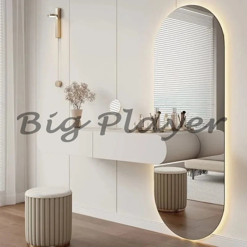 Cream Style Wall Mounted Dressing Table Minimalist Bedroom Furniture Set with Mirror
