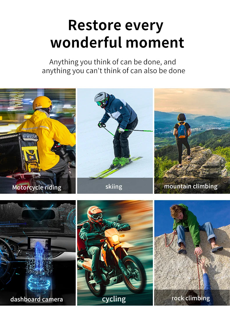 Mini HD Action Camera with 1.54 Inch Screen Long Battery Life Portable for Cycling Outdoor Recording Includes 128GB Memory Card