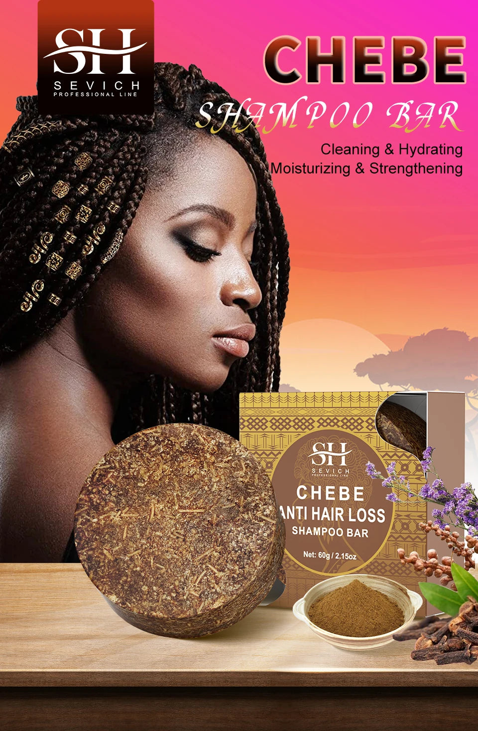 100% Chebe Powder From Chad Africa Women Traction Alopecia Treatment Oil Men Fast Hair Growth Spray Hair Loss Treatment Sevich