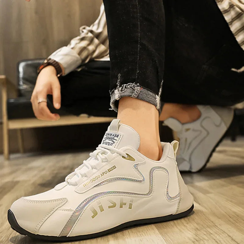 Men's PU Leather Waterproof Sneakers Casual Sports Shoes Mens Lightweight Breathable Flat Non-slip Tenis Shoes Zapatillas Hombre