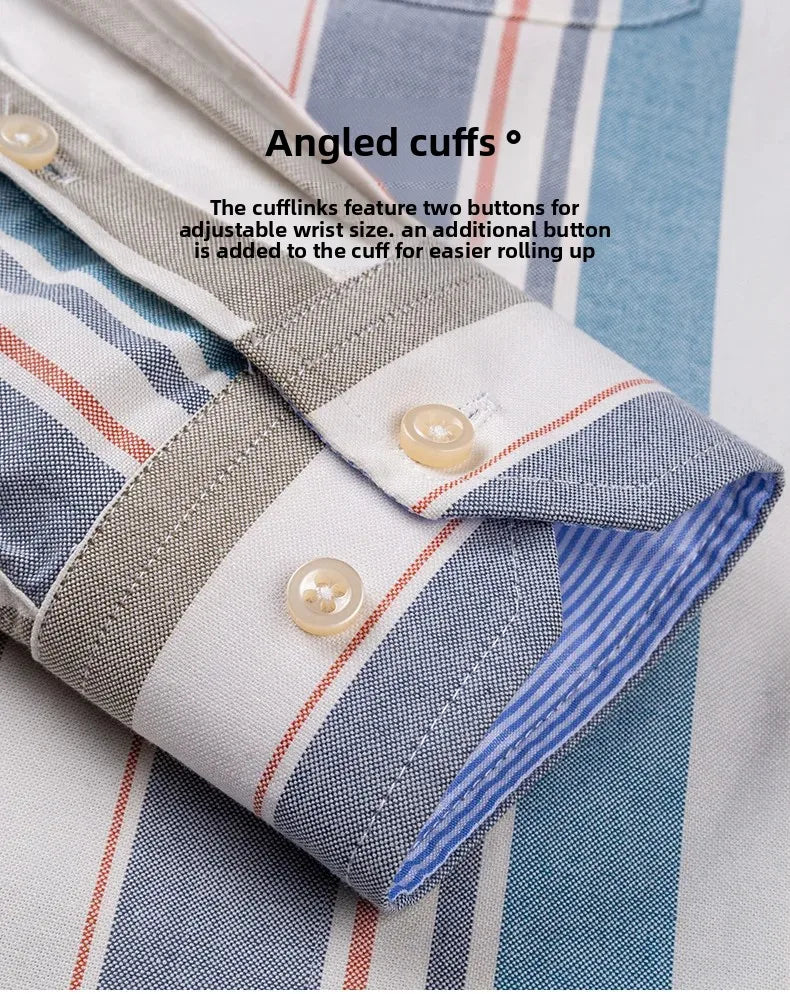 Men's 100% Cotton Smart Casual Shirt Long Sleeve Plaid Oxford Casual Solid Color Print Regular Fit Dress Shirt Oversized  6XL