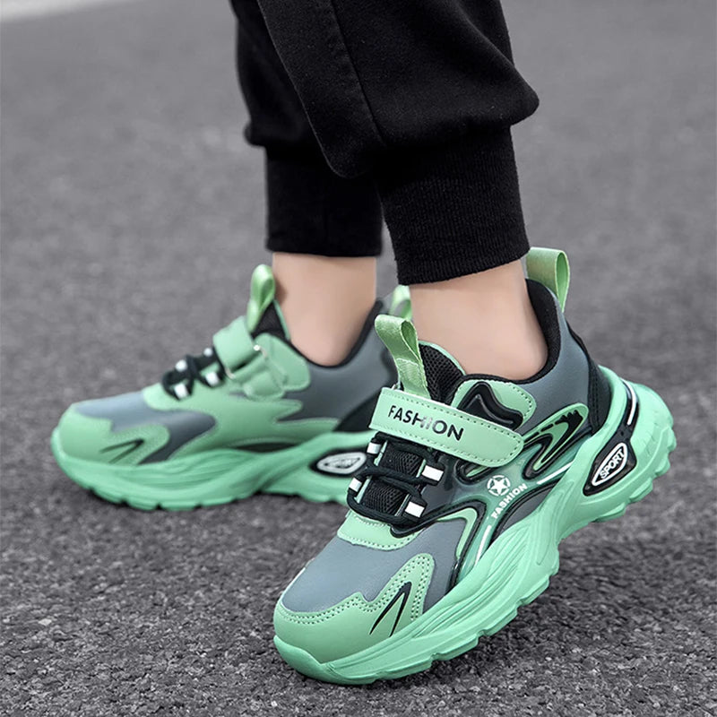2026 Four Season Universal Children's Shoes Synthetic Leather Runshoes Boys Ordinary Thick Shoe Lightweight Shock Absorption Sne