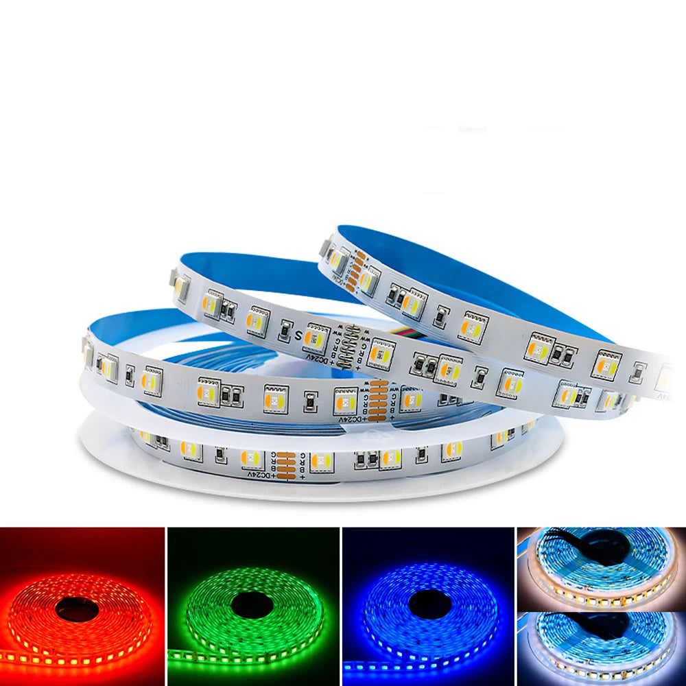 5in1 RGB CCT Led Strip Light 5m 10m 050 SMD 5 in 1 RGBW RGB+CCT CW+RGB+WW Super Bright Flexible LED Tape Lights 6pin 24V