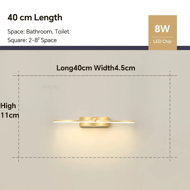 Modern LED Wall Light Bathroom Mirror Lamp Bathroom Bath Mirror Line Lamp Wall Sconce Home Decoration Lighting Fixture Luster