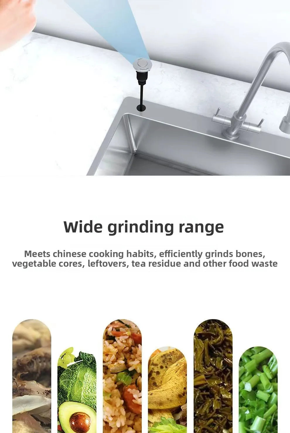 Food waste disposer, household kitchen food waste shredder, air switch EG-M1 Food Waste Disposers