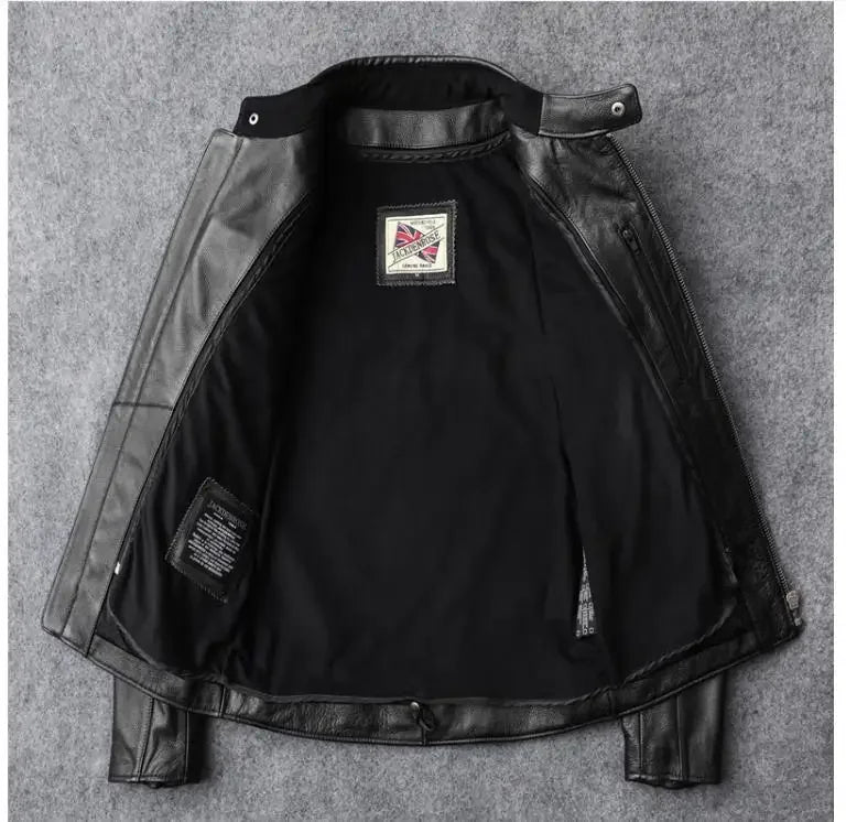 LNY Shop Best.Motor Biker real leather jacket,quality Classic rider leather clothes,man Protectable thick cowhide coat.