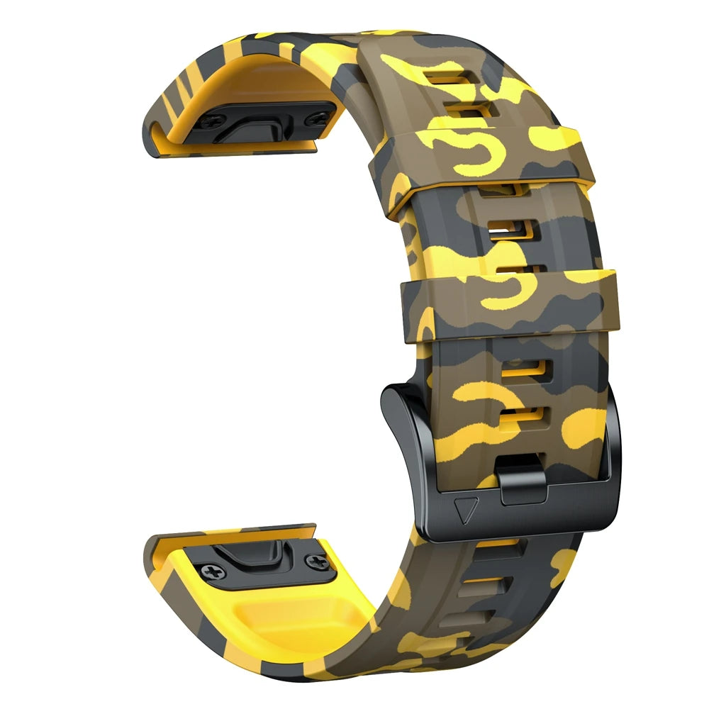 Sports Silicone Camouflage Strap For Garmin Fenix 7 7X Pro Solar Band Epix Pro (Gen 2) 47/51mm 6X Pro Bracelet 22/26mm Watchband
