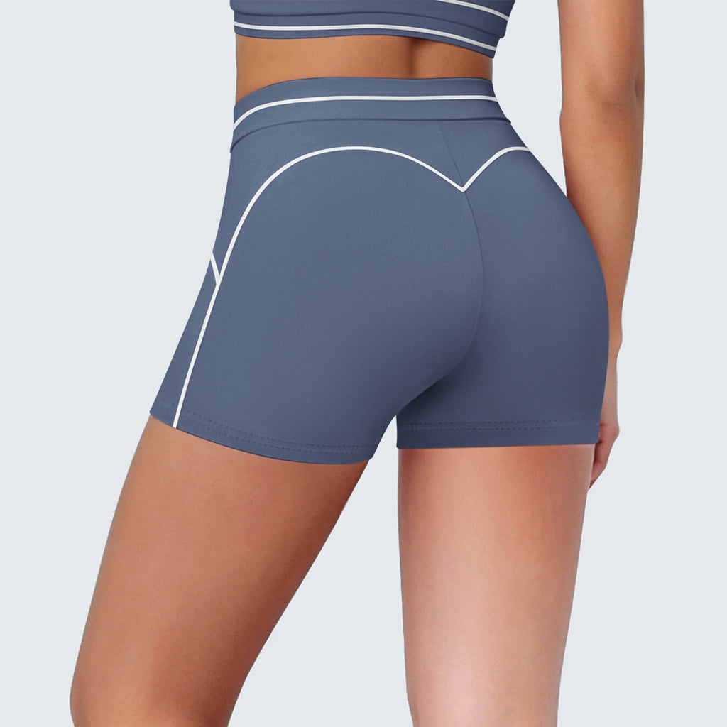 High Waist Stripe Fitness Yoga Shorts for Woman's Quick-Dry Breathable Hip-lifting Summer Gym Running Color Blocking Yoga Shorts