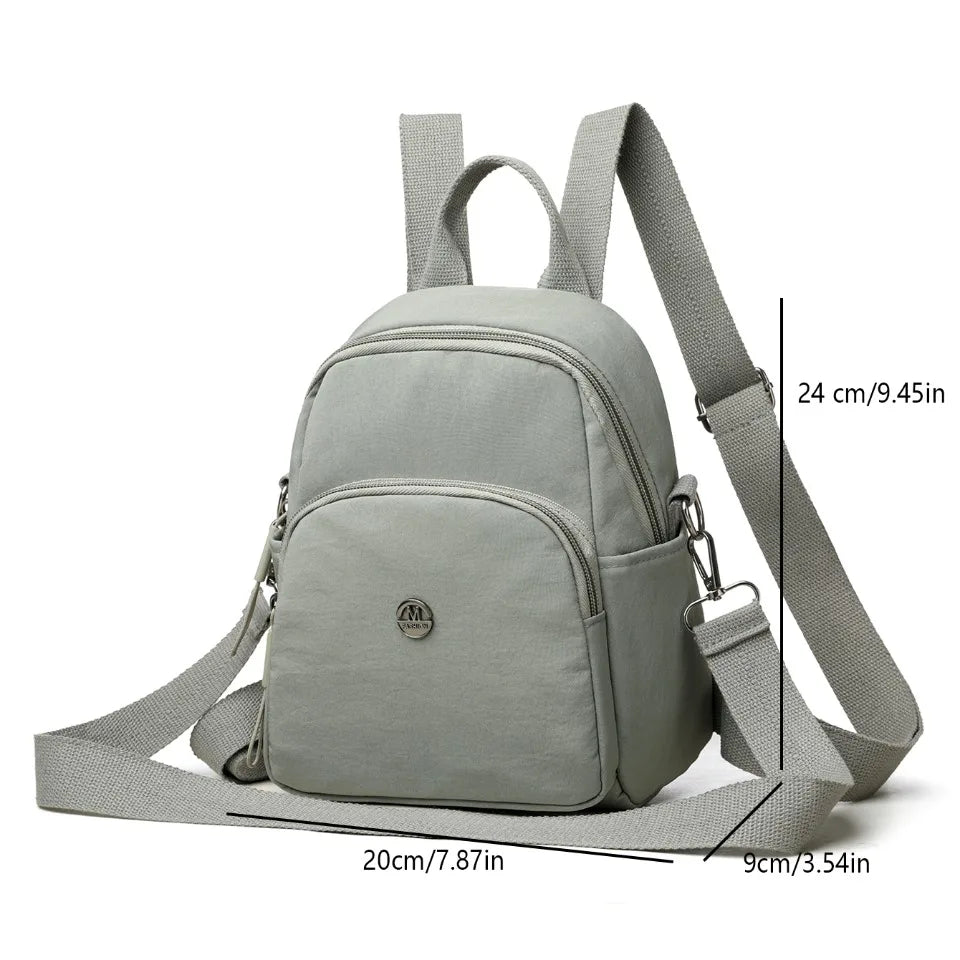 Solid Color Nylon Backpack Lightweight Travel School Bag Fashion Daypack for Work Small Travel Bag Multi-functional Shoulder Sac