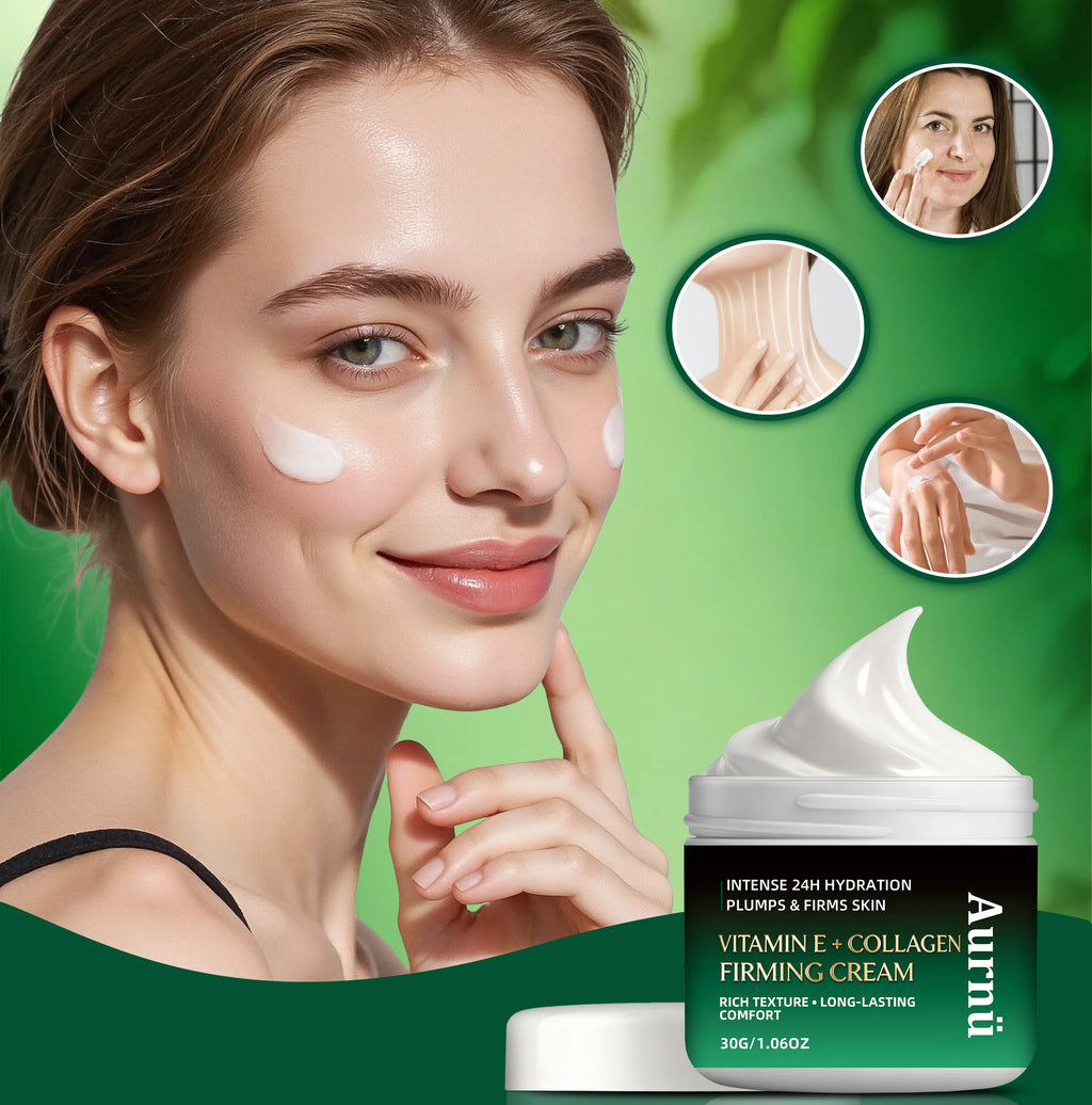 Aurnü VITAMIN E COLLAGEN FIRMING CREAM, Hydrating & tightening formula, long-lasting moisture,  Perfect for morning and evening
