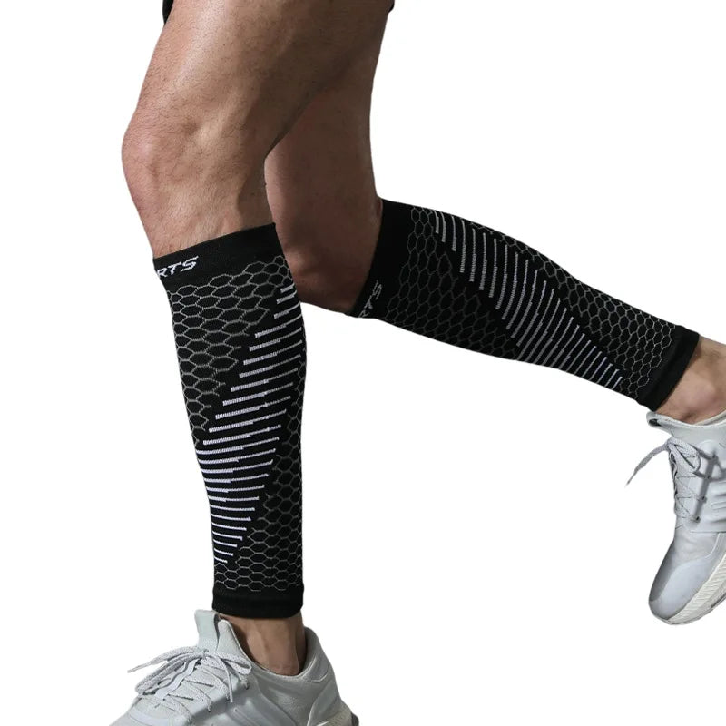 Sports Calf Compression Leg Sleeves for Running, Elastic Anti-Fatigue Shin Guards for Men Women Breathable Athletic Leg Support