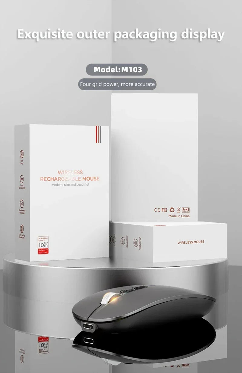 Lenovo Ultra-thin Dual Modes Wireless Mouse 2.4G USB and Bluetooth Power Display Ergonomic Rechargeable Silent Mice PC Laptop