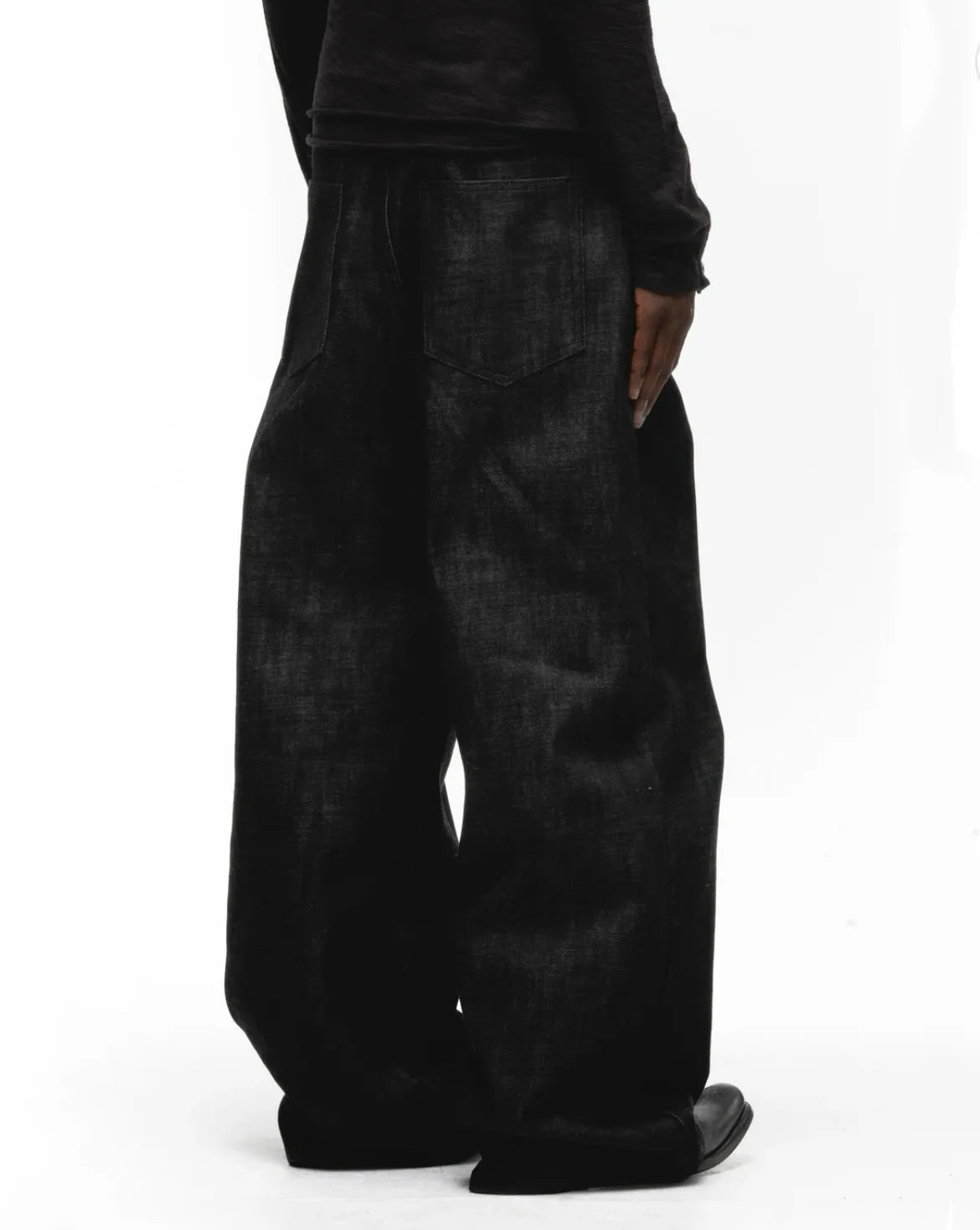 Japanese Raw Denim Loose Fit Jeans Classic Unwashed Cotton Workwear Baggy Trousers for Men