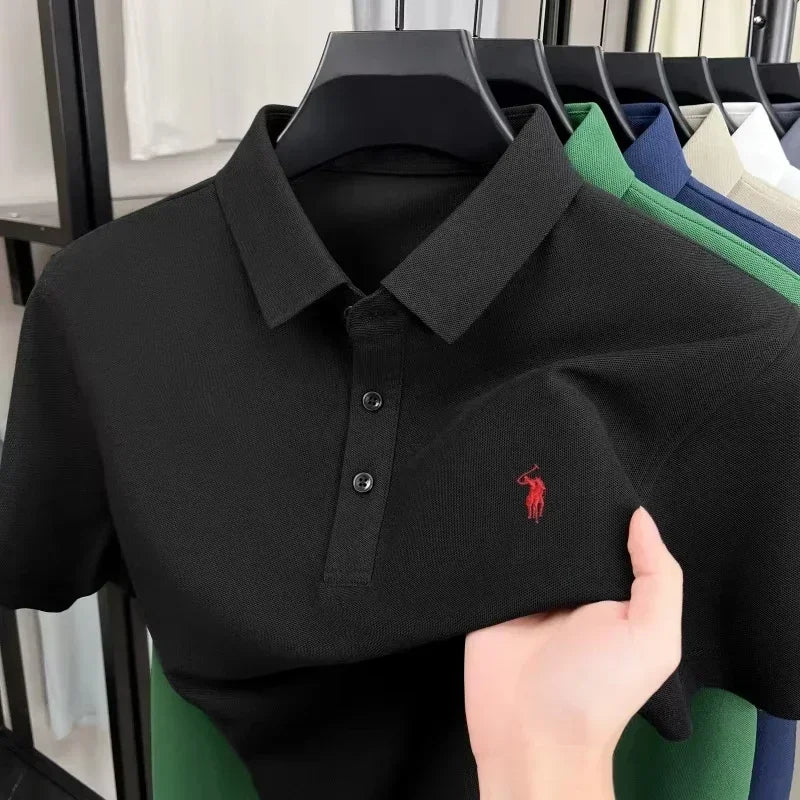 2026 New Men's Luxury Pony Embroidery Polo Shirt – High-Quality Embroidered Collar Short-Sleeve Casual Dress Summer T-Shirt