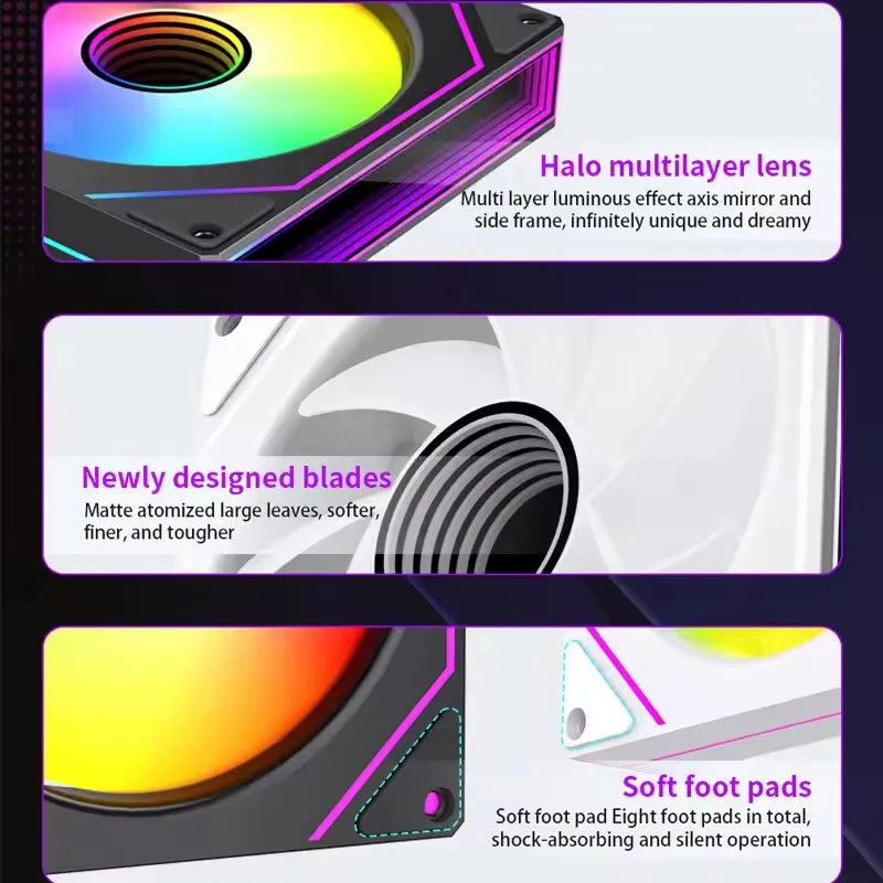 ICE Whale Prism 7 PRO ARGB PC Case Fan 120mm Infinity Mirror Design Motherboard Lighting Sync 4PIN PWM CPU Cooler Fan Ventilador