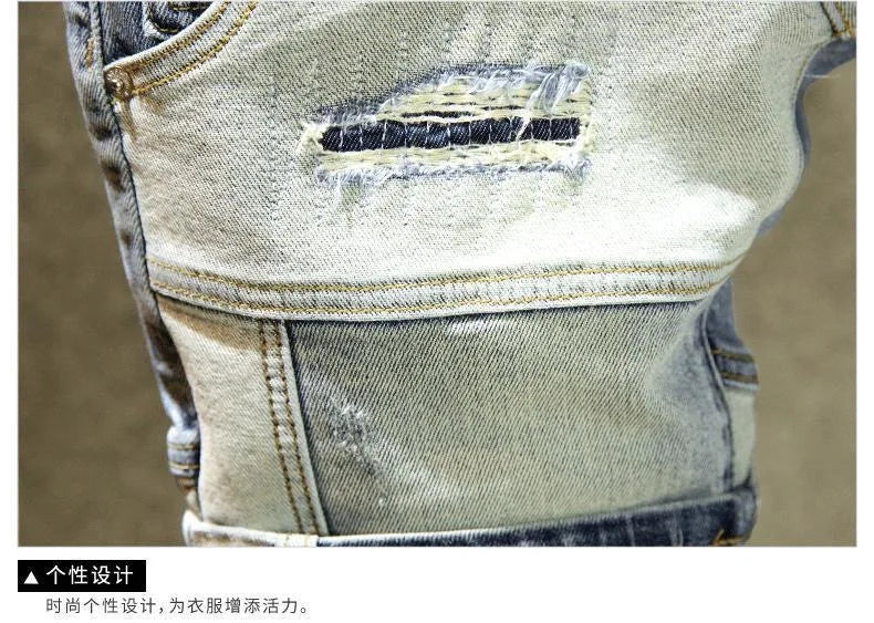 Summer New Fashion Trend Straight Leg American Retro Jeans Men's Casual Loose Sports Plus Large Size High-Quality Denim Shorts