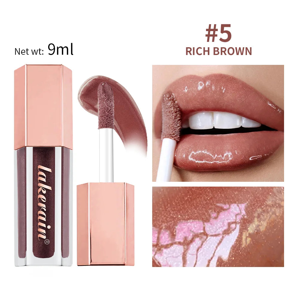 8-Color Liquid Light Glitter Lip Glaze Long-lasting Deep Moisturizing Lip Gloss Reduce Lips Lines Slight Shimmer Makeup Lip Oil