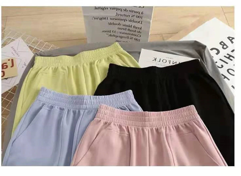 Women Summer 2026 Loose Slim Drawstring Hot Pants Korean High Waisted Wide Leg Casual Versatile Sports Shorts for Outdoor Wear