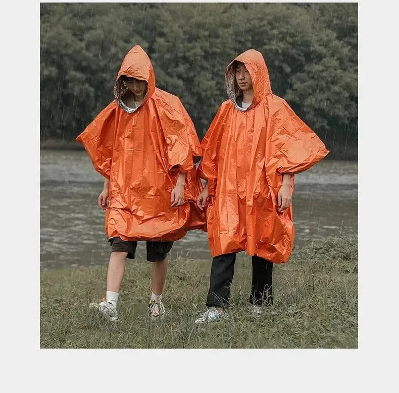 Emergency Rain Poncho Thermal Blanket Poncho Weather Proof Outdoor Survival Camping Gear Survival Gadgets