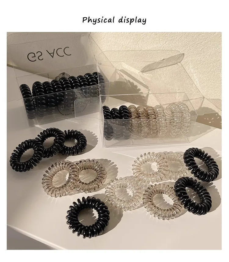 High Grade Gradient Telephone Cable Hairband Feminine Temperament No Harm High Elasticity Durable Rubber Band Hair Rope