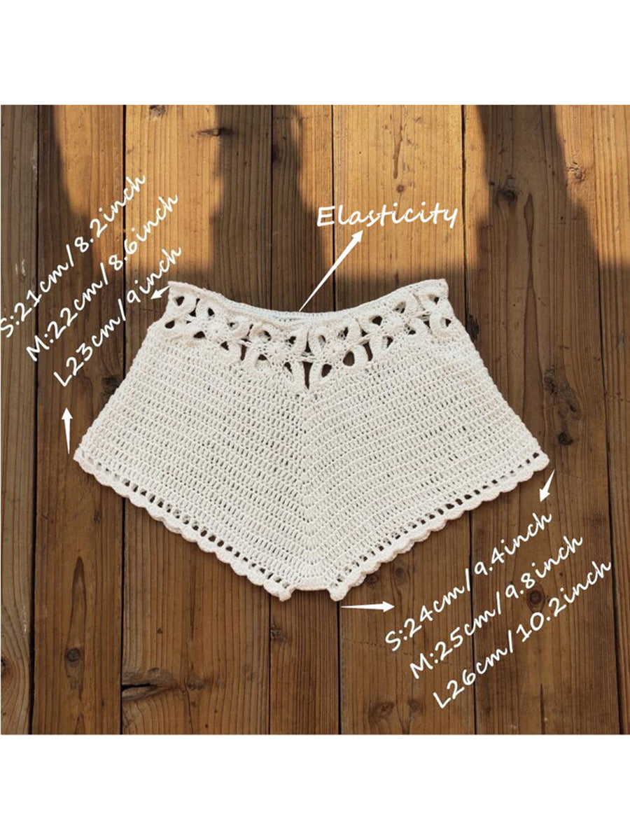 Meihuida Women´s Swim Shorts Hollow Crochet Cutout Bathing Suit Bottoms Drawstring Beach Board Shorts Summer Swim Trunks