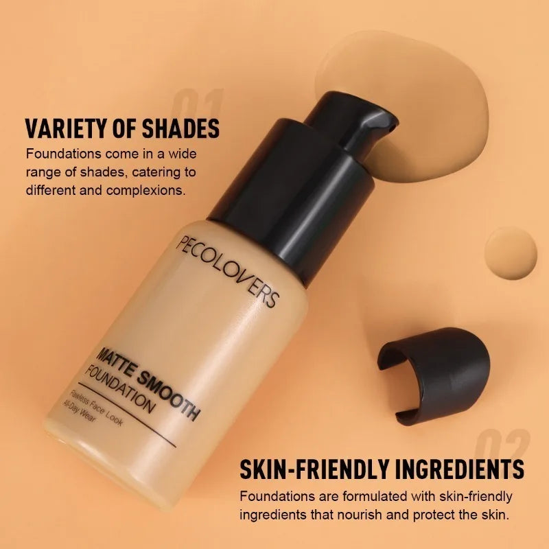 Waterproof and Sweat-proof Liquid Foundation, Natural and Long-lasting, Without Makeup Removal, Facial Cosmetics