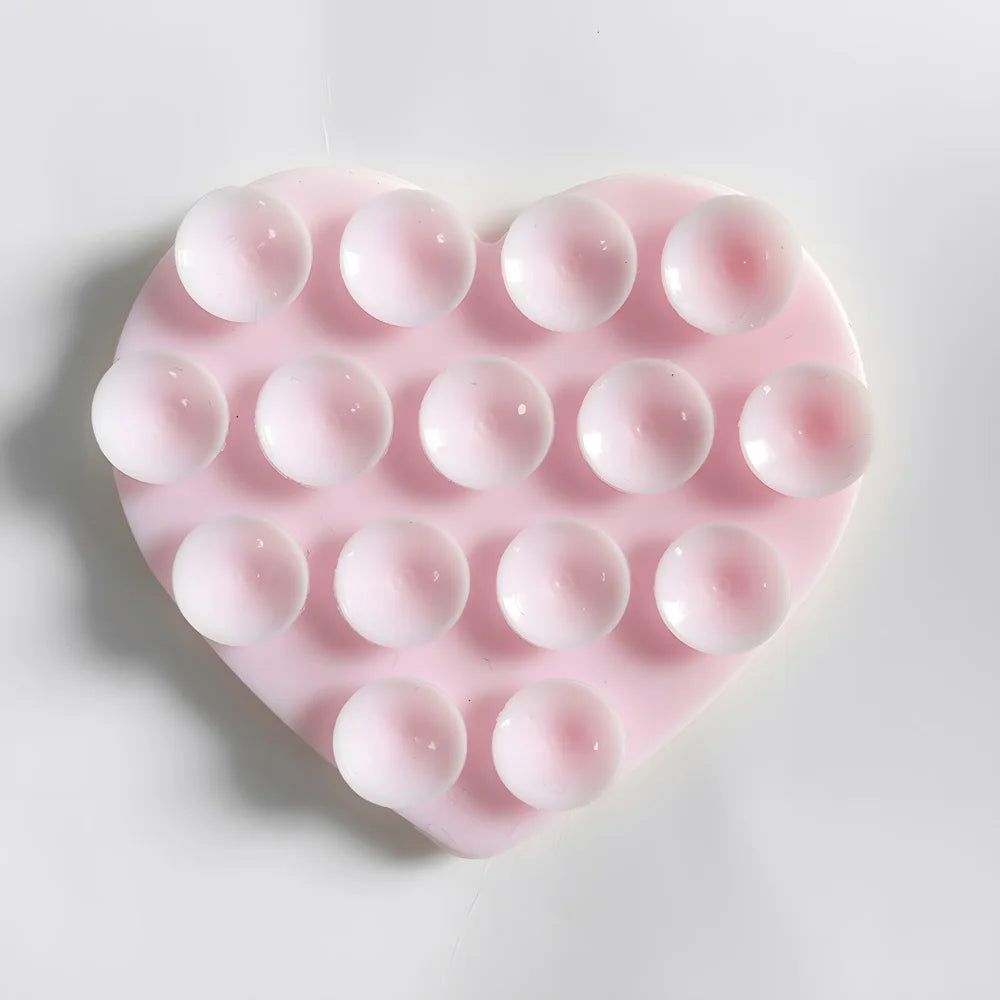 Double Sided Heart Shaped Silicone Suction Cup Phone Sticker Self Adhesive Anti Slip Suction Phone Support Bracket Suction Cup