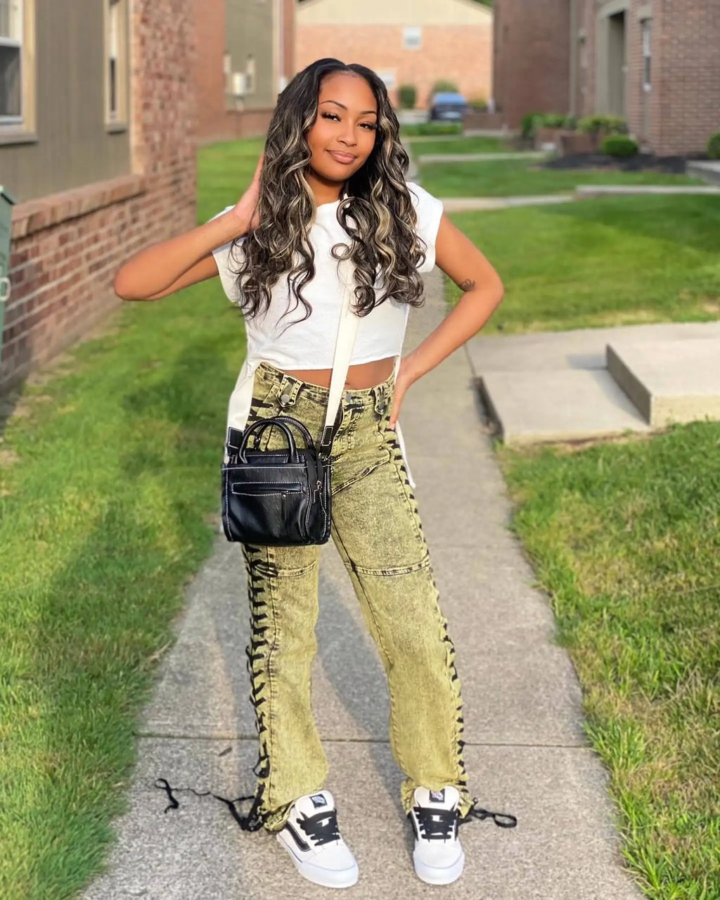 Europe America New Fashionable Women's Straight-leg High-waisted Jeans, Featuring Lace-up Straps and Drawstrings for Hot Girls